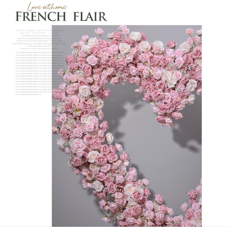 Aliflowers Blush Series Pink Rose With Baby's breath Wedding Decorations Heart Arch ALFAH002 - Ali Flowers