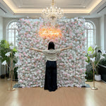 Aliflowers Elegant White and Pink Rose Flower Wall Backdrop for Wedding and Event Decoration - Ali Flowers