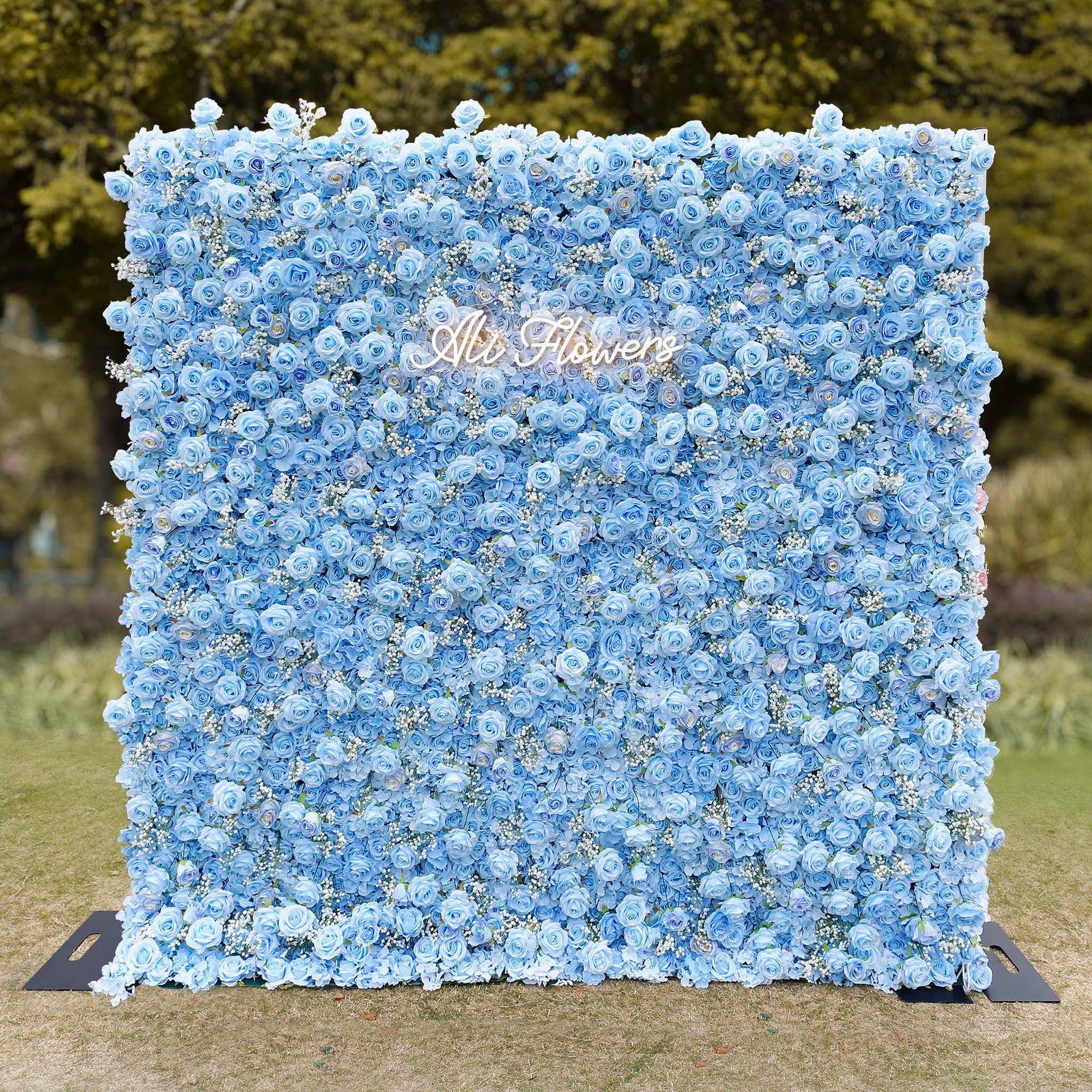 Aliflowers Blue Rose with Baby Breath Artificial Flower Wall Decor ALFWL095 - Ali Flowers