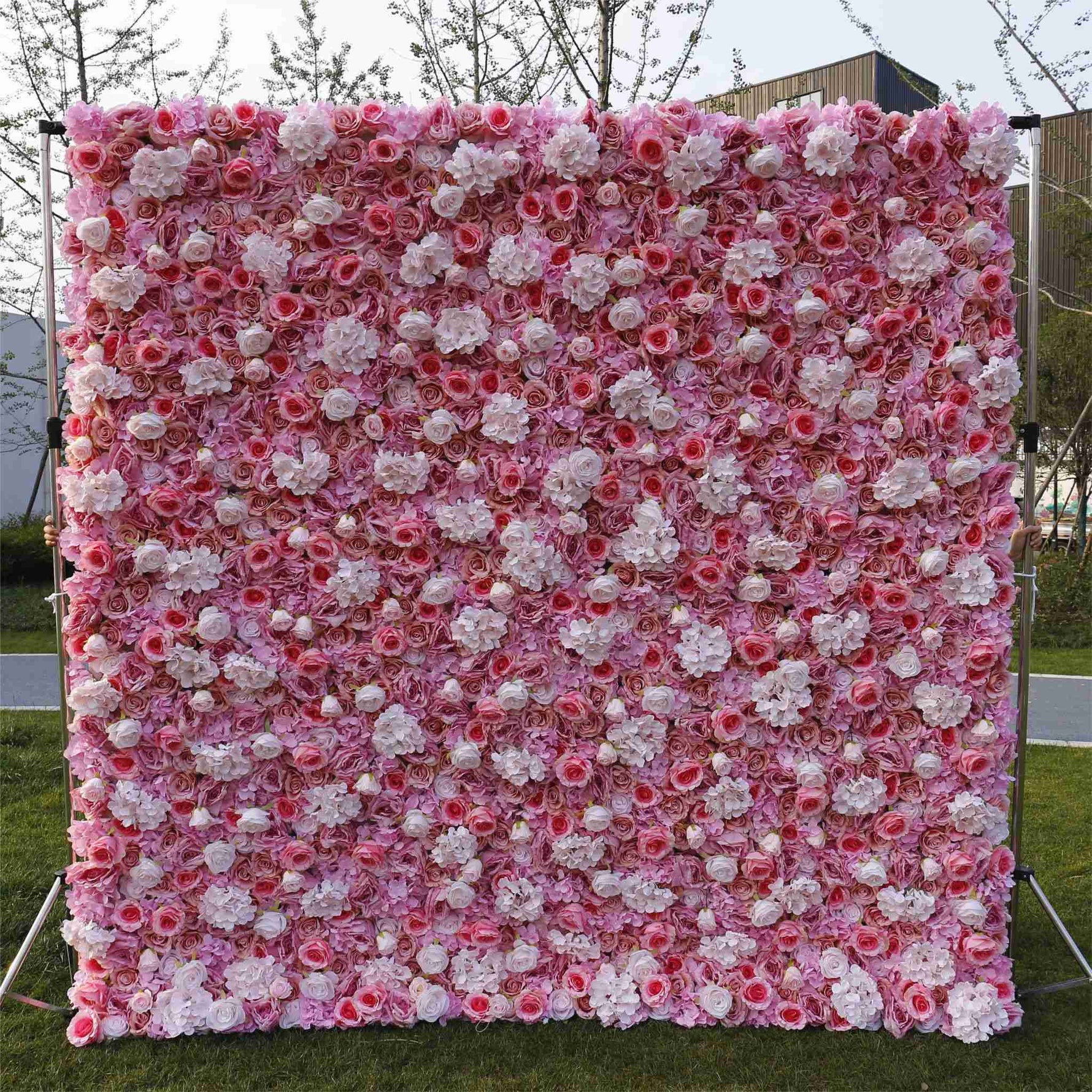 Aliflowers 3D Pink White Peony Hydrangea Flower Wall ALFWL057 - Ali Flowers