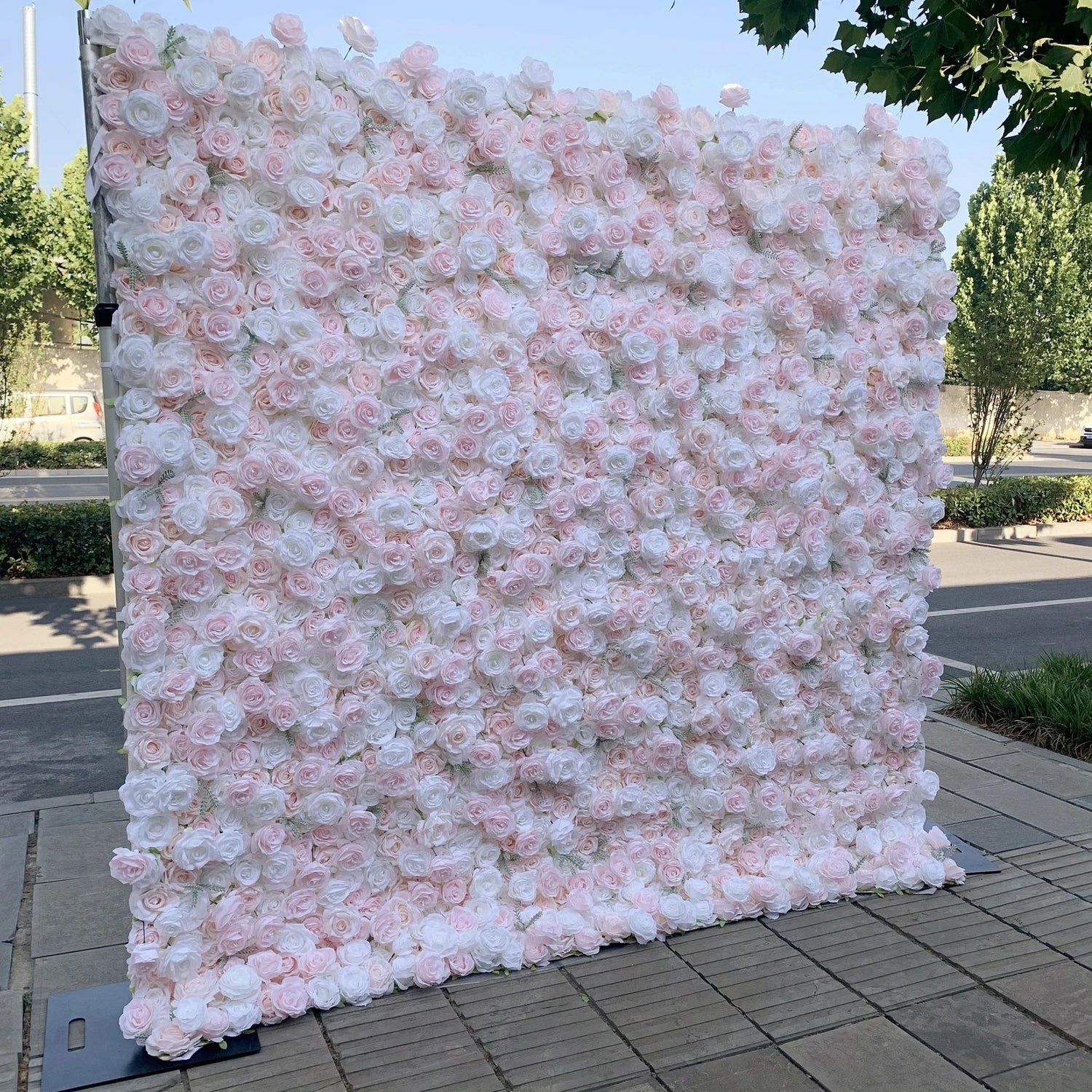 Ali Flowers 3d Baby Pink Flower Wall Rolling Up Curtain Floral Backdrop for Wedding Party Decor ALFWL001 - Ali Flowers