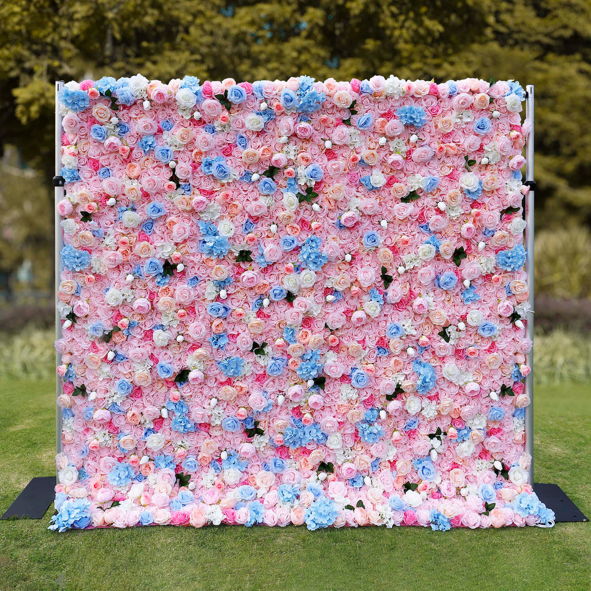 Aliflowers Pink Rose with Blue Hydrangea Flower Arrangement for Wall ALFWL098 - Ali Flowers