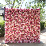 Ali Flowers 3D Colorful Pink Rose Wedding Flower Wall for Event Decoration ALFWL006 - Ali Flowers