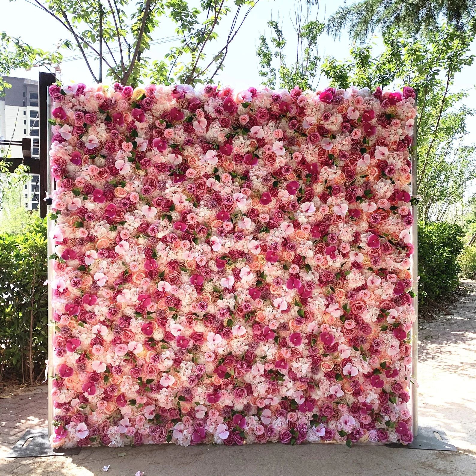 Ali Flowers 3D Colorful Pink Rose Wedding Flower Wall for Event Decoration ALFWL006 - Ali Flowers