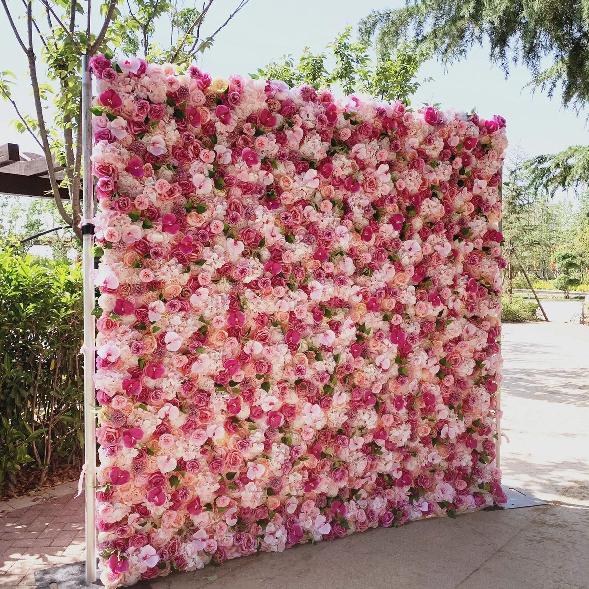 Ali Flowers 3D Colorful Pink Rose Wedding Flower Wall for Event Decoration ALFWL006 - Ali Flowers