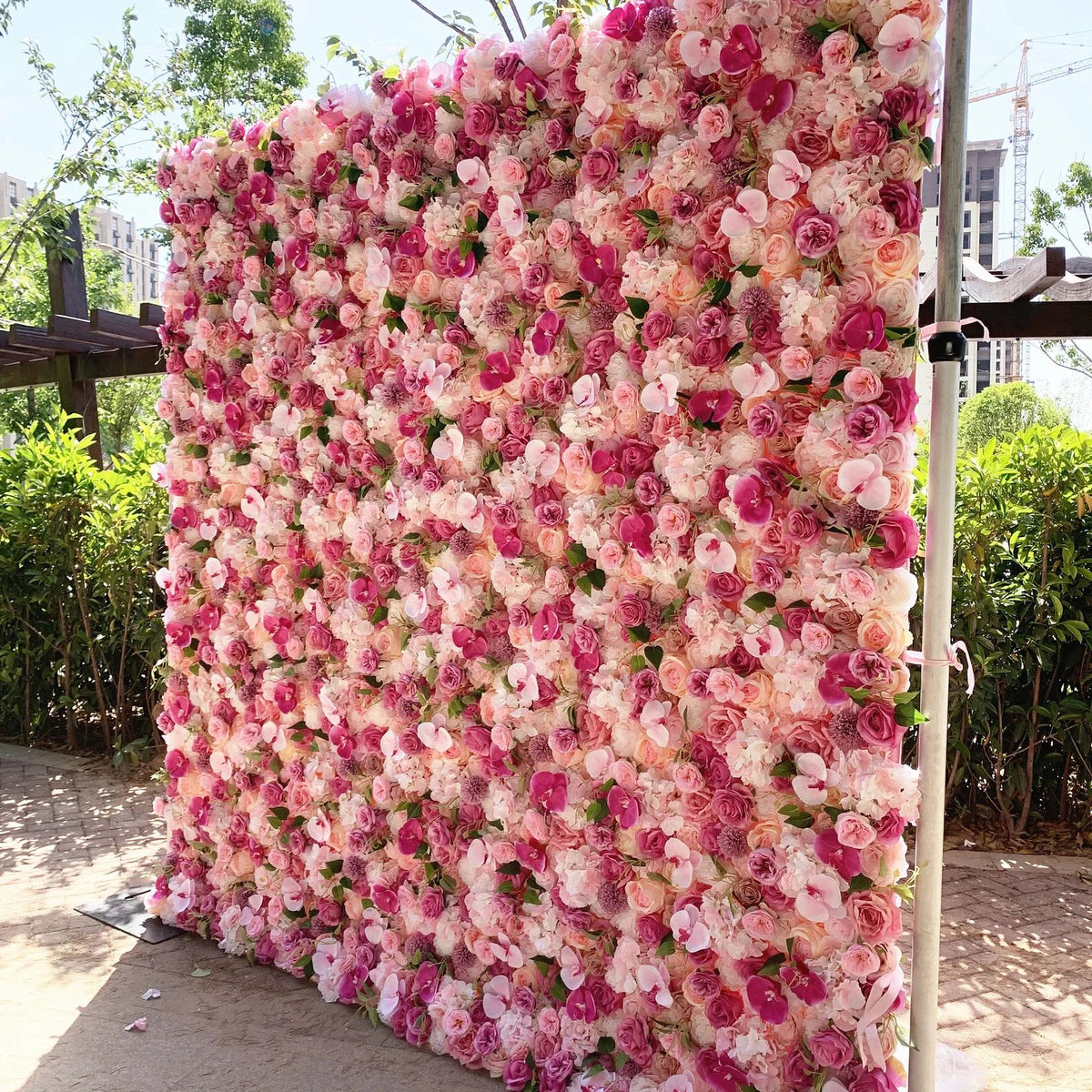 Ali Flowers 3D Colorful Pink Rose Wedding Flower Wall for Event Decoration ALFWL006 - Ali Flowers