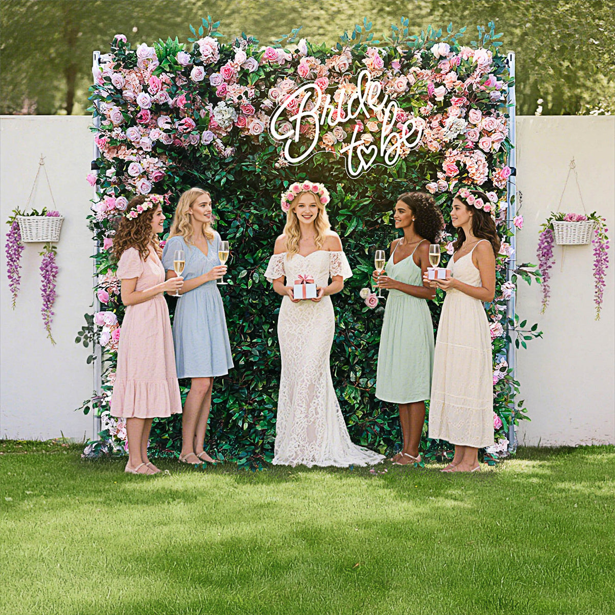 Aliflowers Blush Rose with Green Floral Wall Arrangement ALFWL077 - Ali Flowers