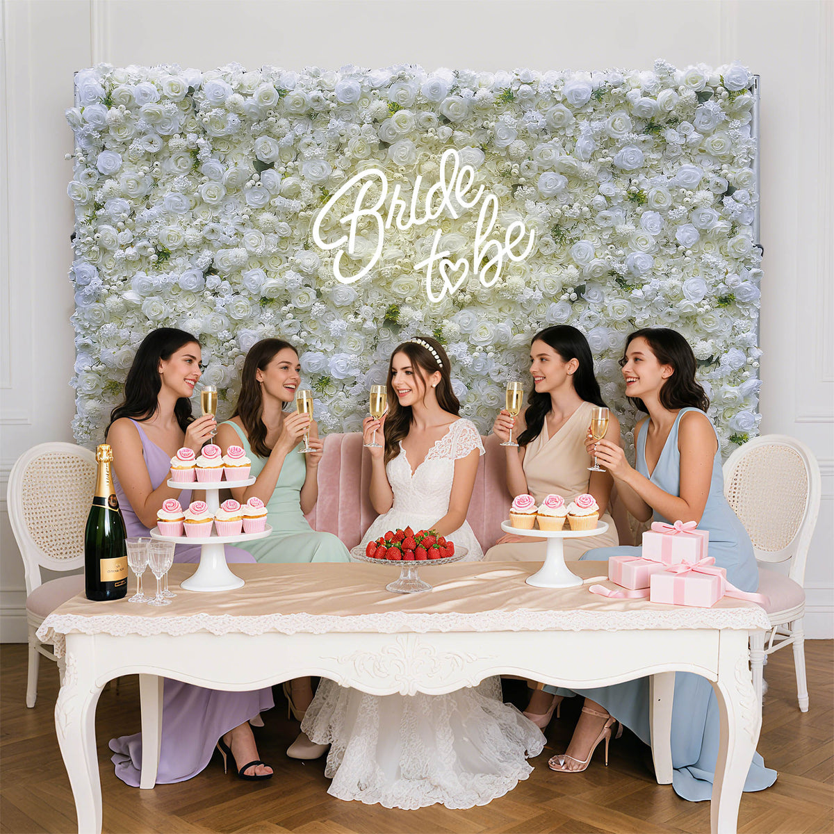 Aliflowers 3d white rose artificial simulation flower background wall for wedding event layout