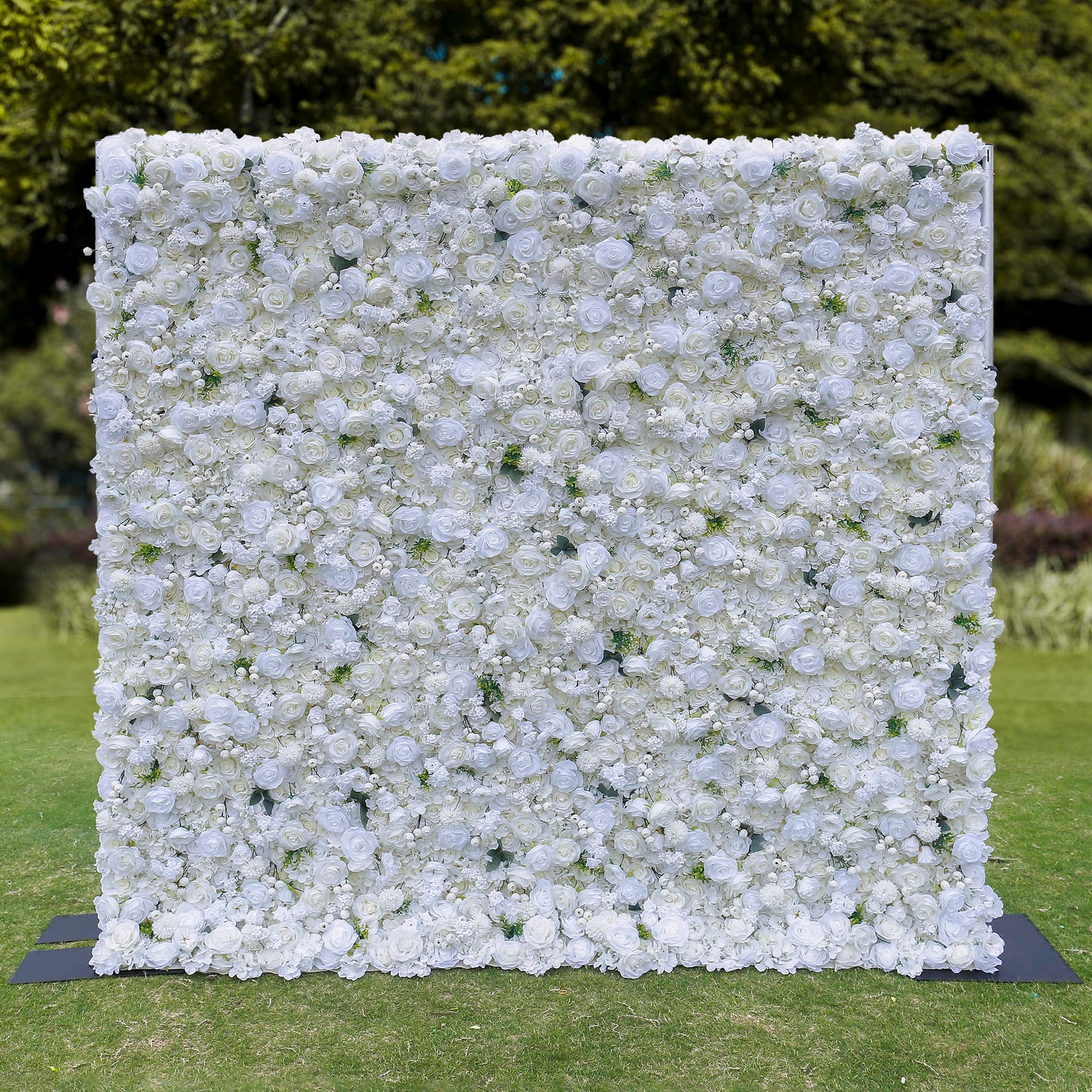 Aliflowers 3d white rose artificial simulation flower background wall for wedding event layout