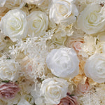 Aliflowers 5D Champagne White Rose with White leaves for wedding backdrop ALFWL029 - Ali Flowers