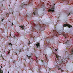 Aliflowers 5D-Pink Rose with Larkspur Wedding Fabric Flower Wall ALFWL096 - Ali Flowers