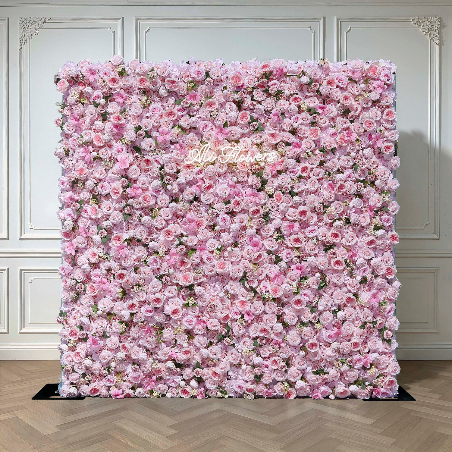 Aliflowers 5D Pink Rose Peony Roll Up Curtain Cloth Flower Wall