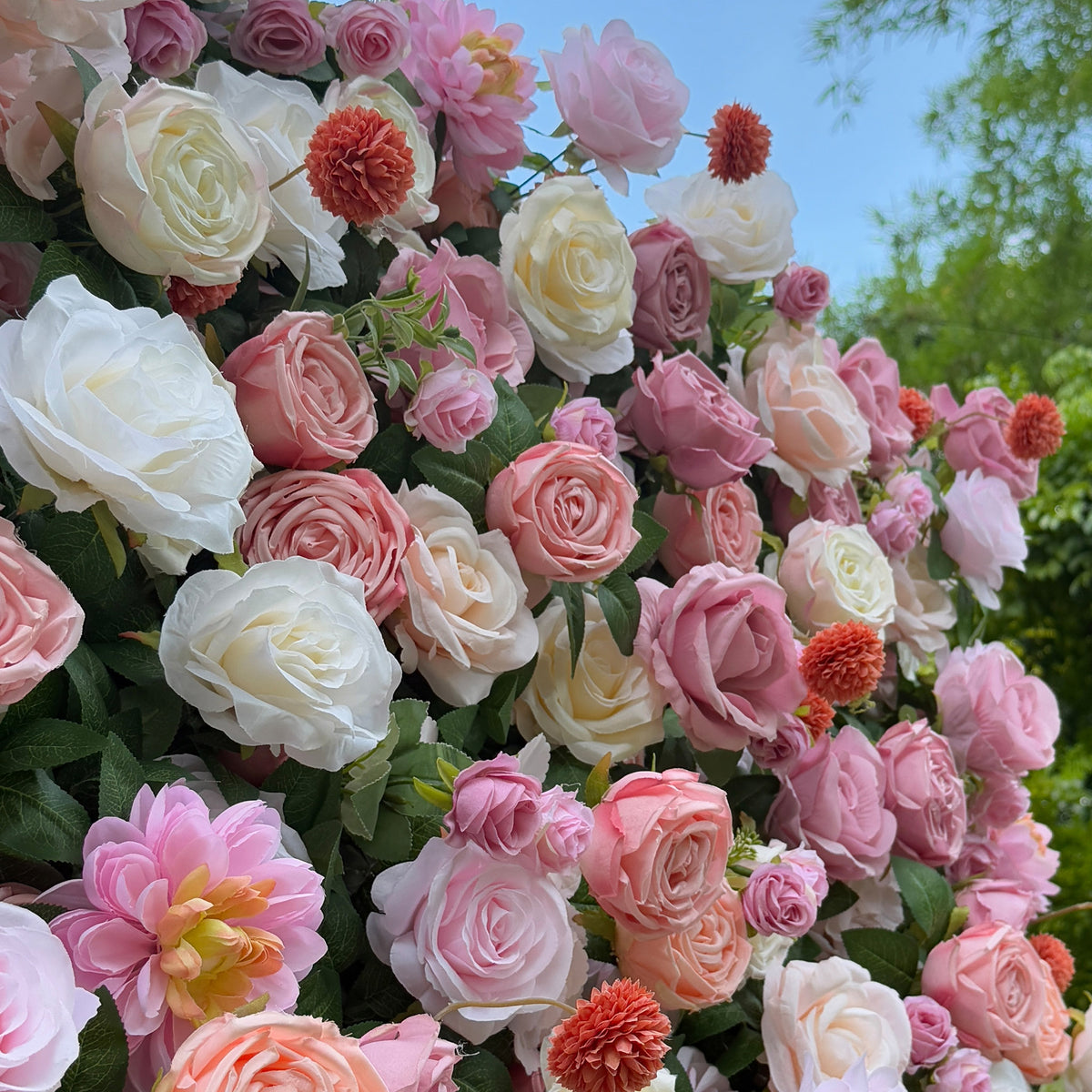 Ali Flowers 5D Silk Rose Flower Panel Backdrop Wedding Stage Decorative Curtain Artificial Flower Wall ALFWL009