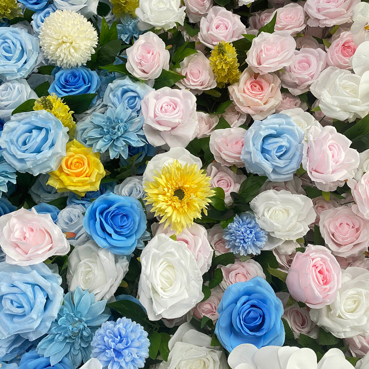 Aliflowers 5D Blue And Pink Rose And Hydrangea Floral Wall Backdrop, Suitable for Wedding Decoration ALFWL199