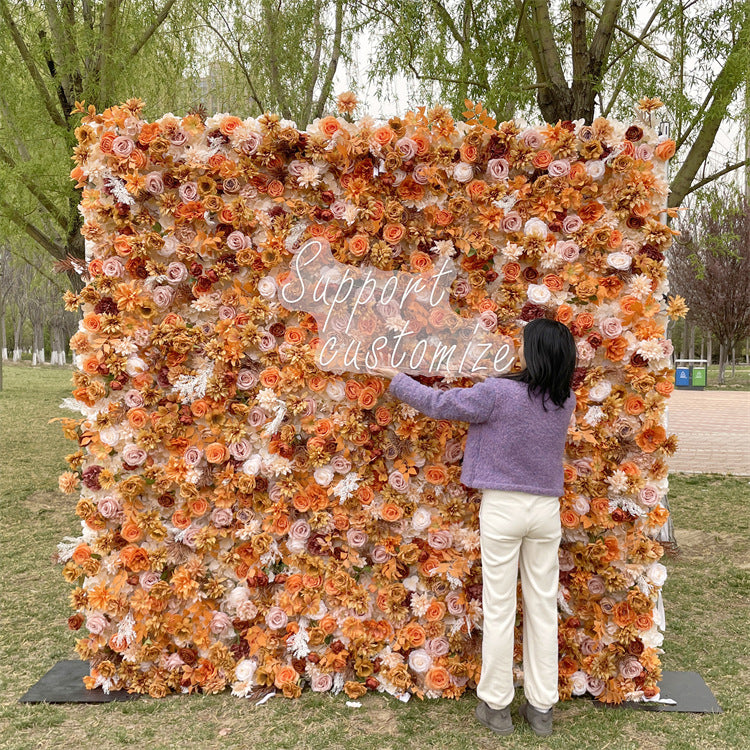 Orange Rose Curtain Floral Background