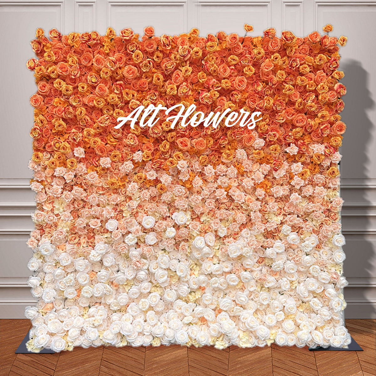 5D Bright Orange Rose Rolled Fabric Flower Wall