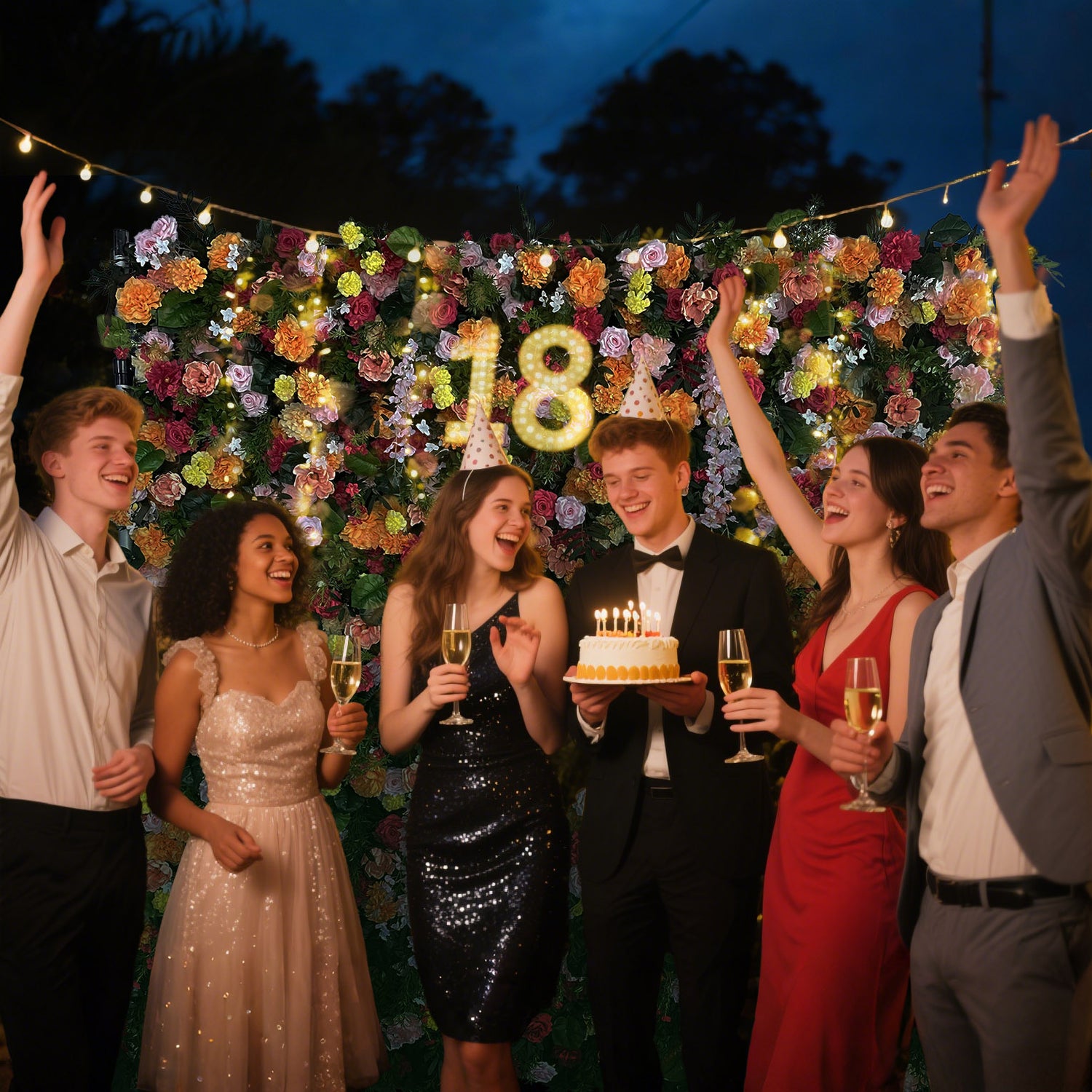 Aliflowers 5D Colorful Floral Fabric Flower Wall Event Party Backdrop Decoration