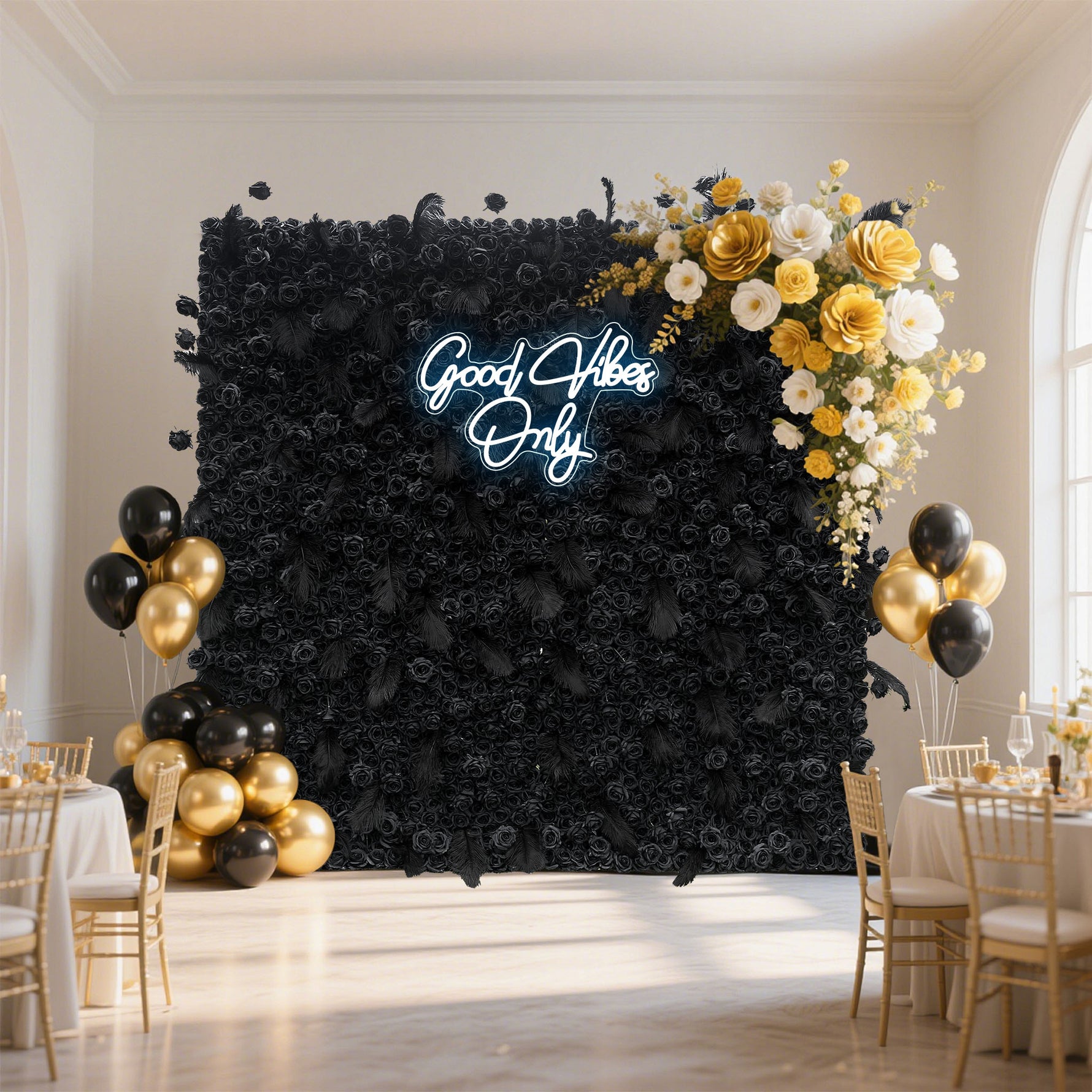 Aliflowers 5D Dark Black Rose Wall Floral Arrangement Artificial Flower Wall ALFWL090 - Ali Flowers