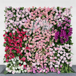 5D pink and purple irregular cloth roll curtain flower background decoration props
