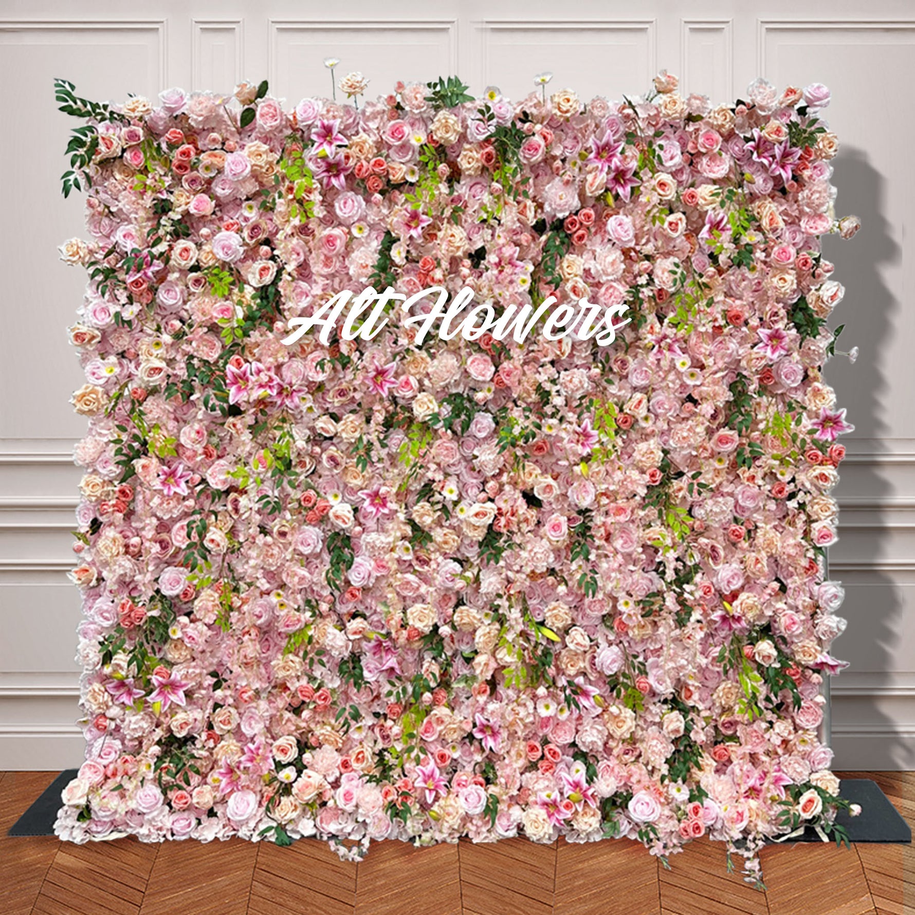 5D Pink Lily Rose Roller Blind Flower Wall Outdoor Wedding Background Decoration