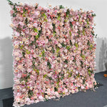 5D Pink Lily Rose Roller Blind Flower Wall Outdoor Wedding Background Decoration
