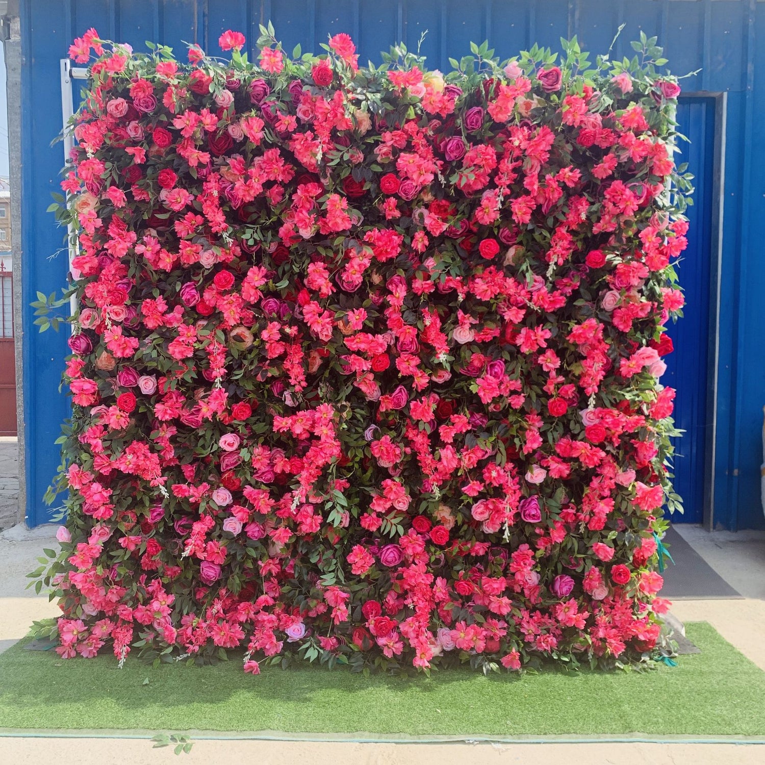 Aliflowers 5D Pink Rose And Green Leaf Floral Roller Blind Flower Wall Decoration ALFWL194