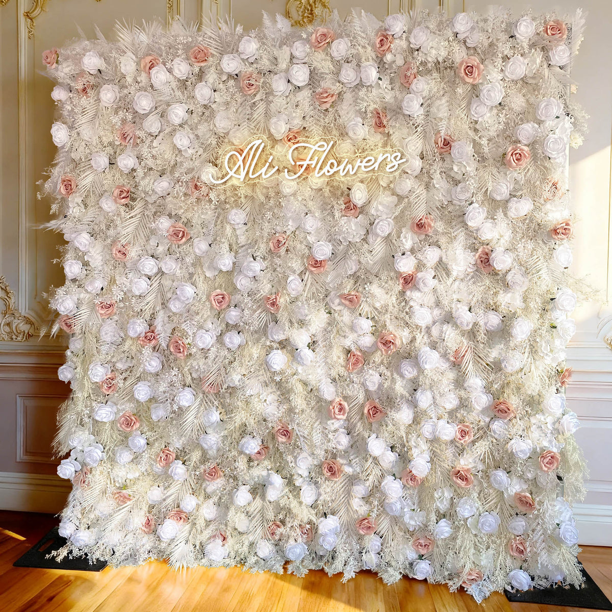 Aliflowers 5D White Pampas Grass Flower Curtain Wall Decoration ALFWL173