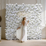 Aliflowers 5D White Rose & Hydrangea Rolling Curtain Flower Wall Backdrop ALFWL130 - Ali Flowers