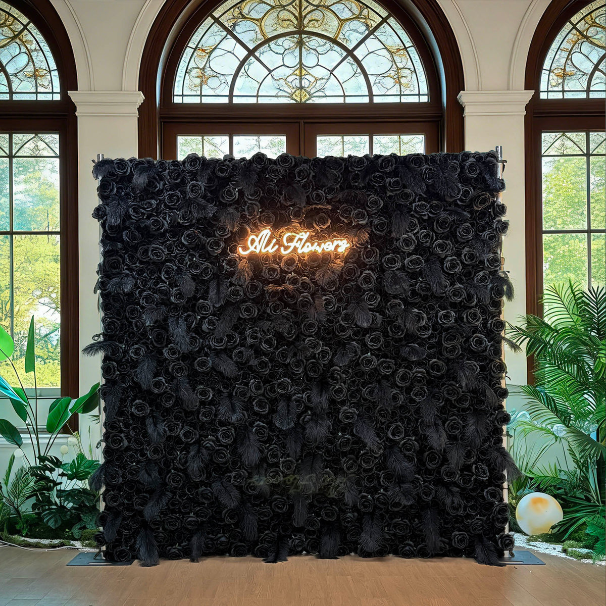 Aliflowers 5D Dark Black Rose Wall Floral Arrangement Artificial Flower Wall ALFWL090 - Ali Flowers