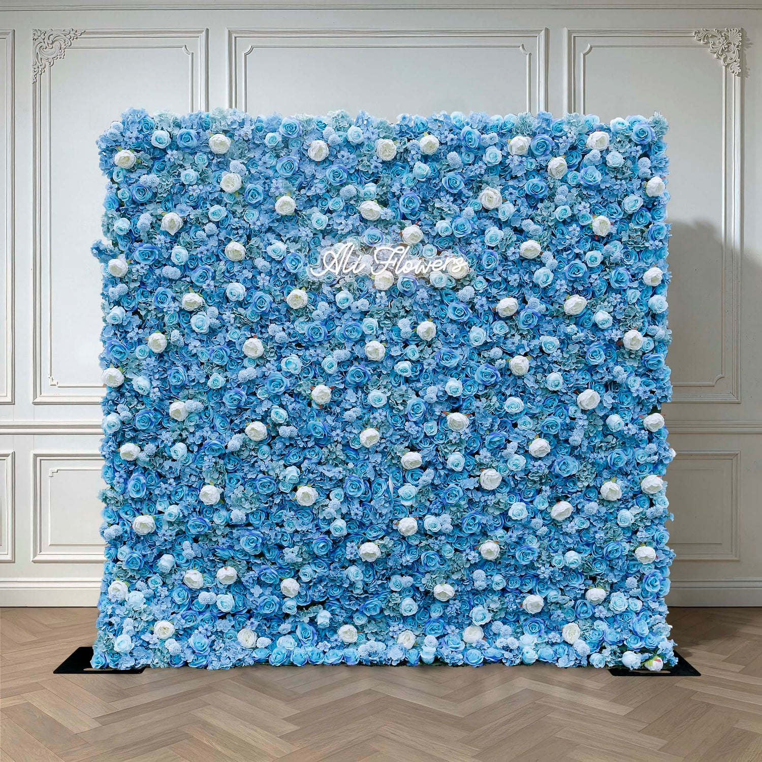 Aliflowers 3D Blue Contrasting Colors floral Wall Backdrop ALFWL042