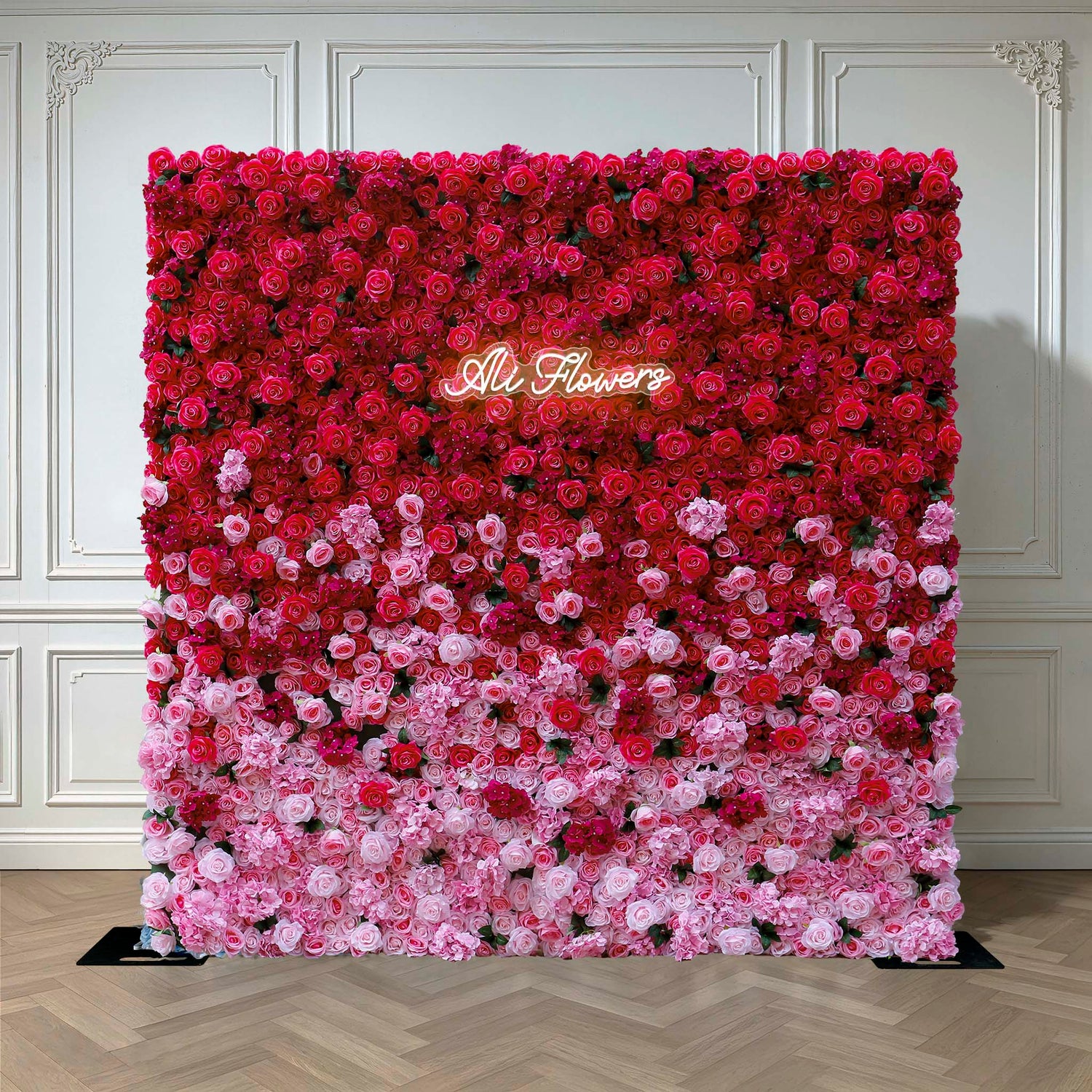 Aliflowers 3D Gradient Color Pink to Hot Pink Fabric Curtain Flower Backdrop Wall ALFWL110