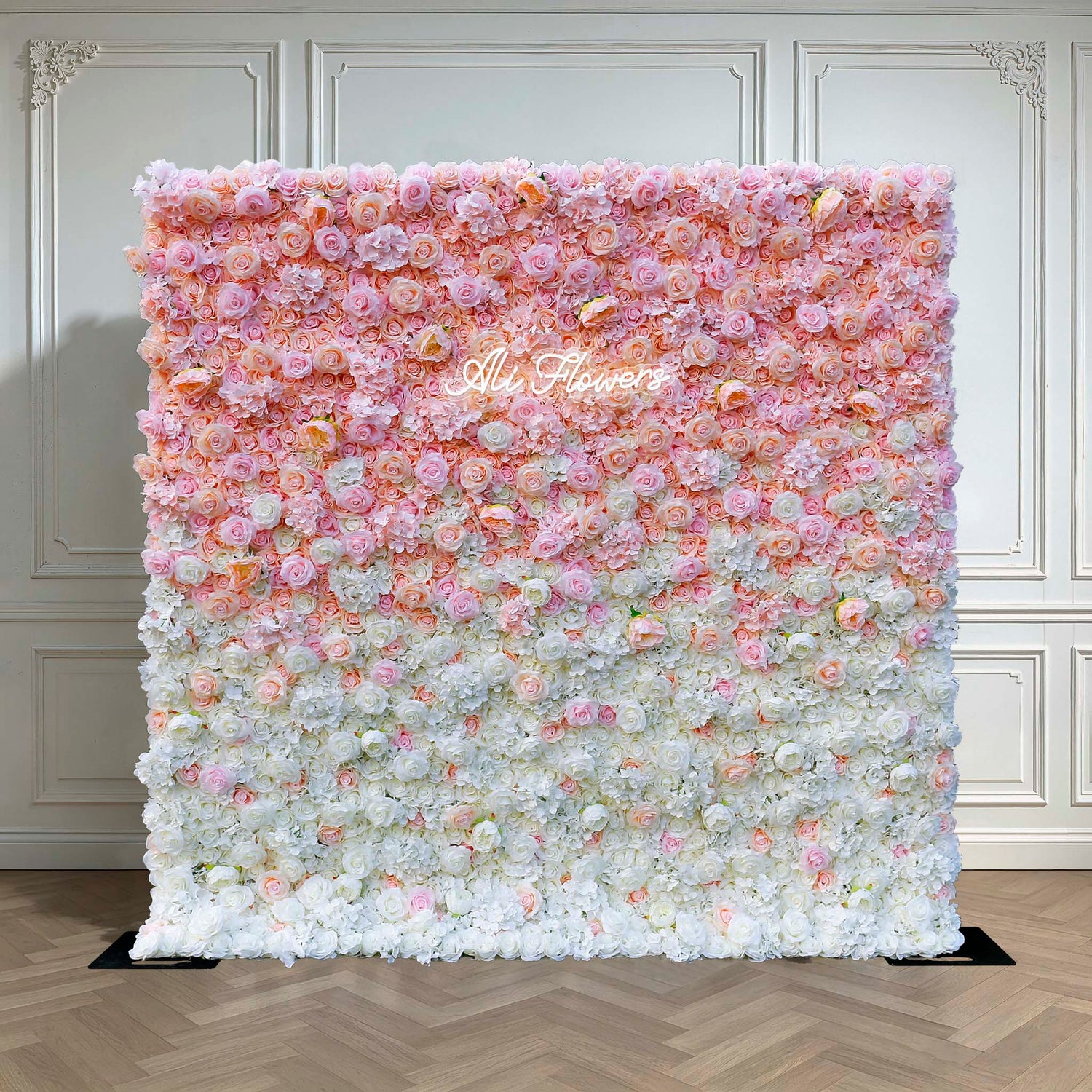 Aliflowers Gradient Pink And White Artificial Flower Wall Bridal Shower Decoration Photo Background ALFWL112