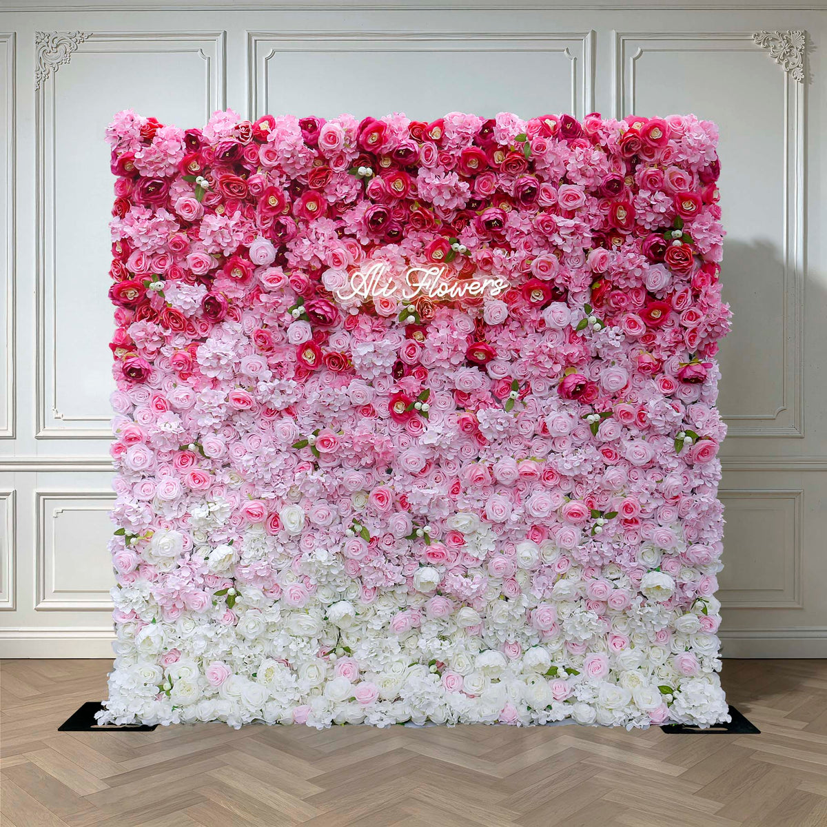 Aliflowers Pink Gradient Rose Hydrangea 5D Fabric Artistic Roller Blind Flower Wall ALFWL117 - Ali Flowers
