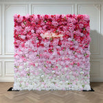 Aliflowers Pink Gradient Rose Hydrangea 5D Fabric Artistic Roller Blind Flower Wall ALFWL117 - Ali Flowers