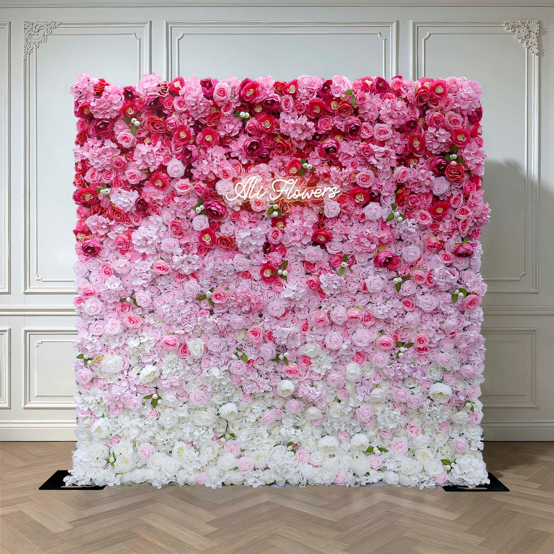 Aliflowers Pink Gradient Rose Hydrangea 5D Fabric Artistic Roller Blind Flower Wall ALFWL117 - Ali Flowers