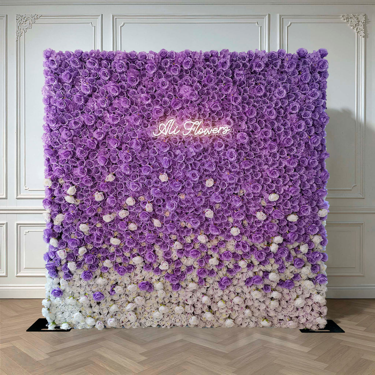 Aliflowers White Purple Rose Curtain Flower Wall Background For Wedding & Event Decor ALFWL162 - Ali Flowers