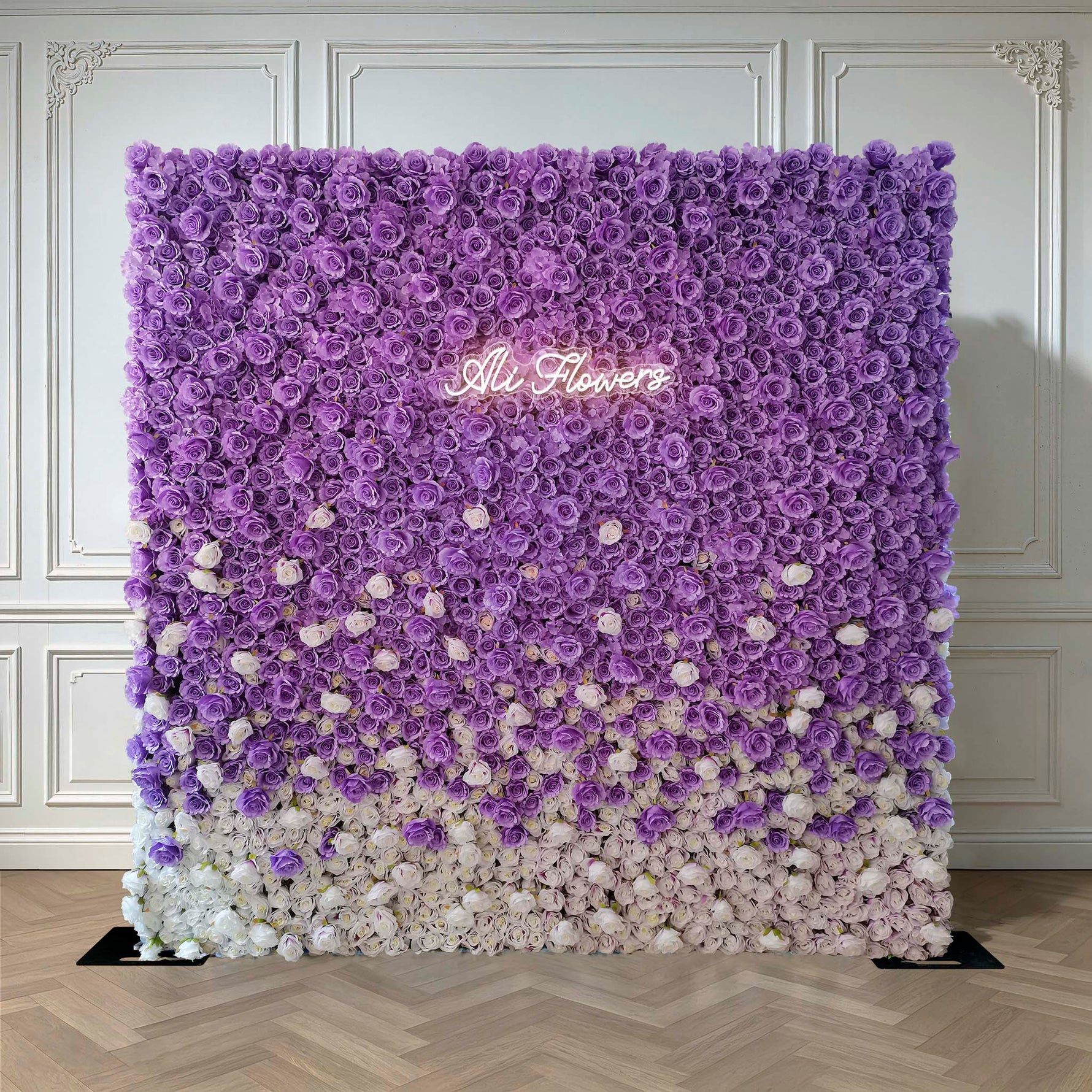 Aliflowers White Purple Rose Curtain Flower Wall Background For Wedding & Event Decor ALFWL162 - Ali Flowers