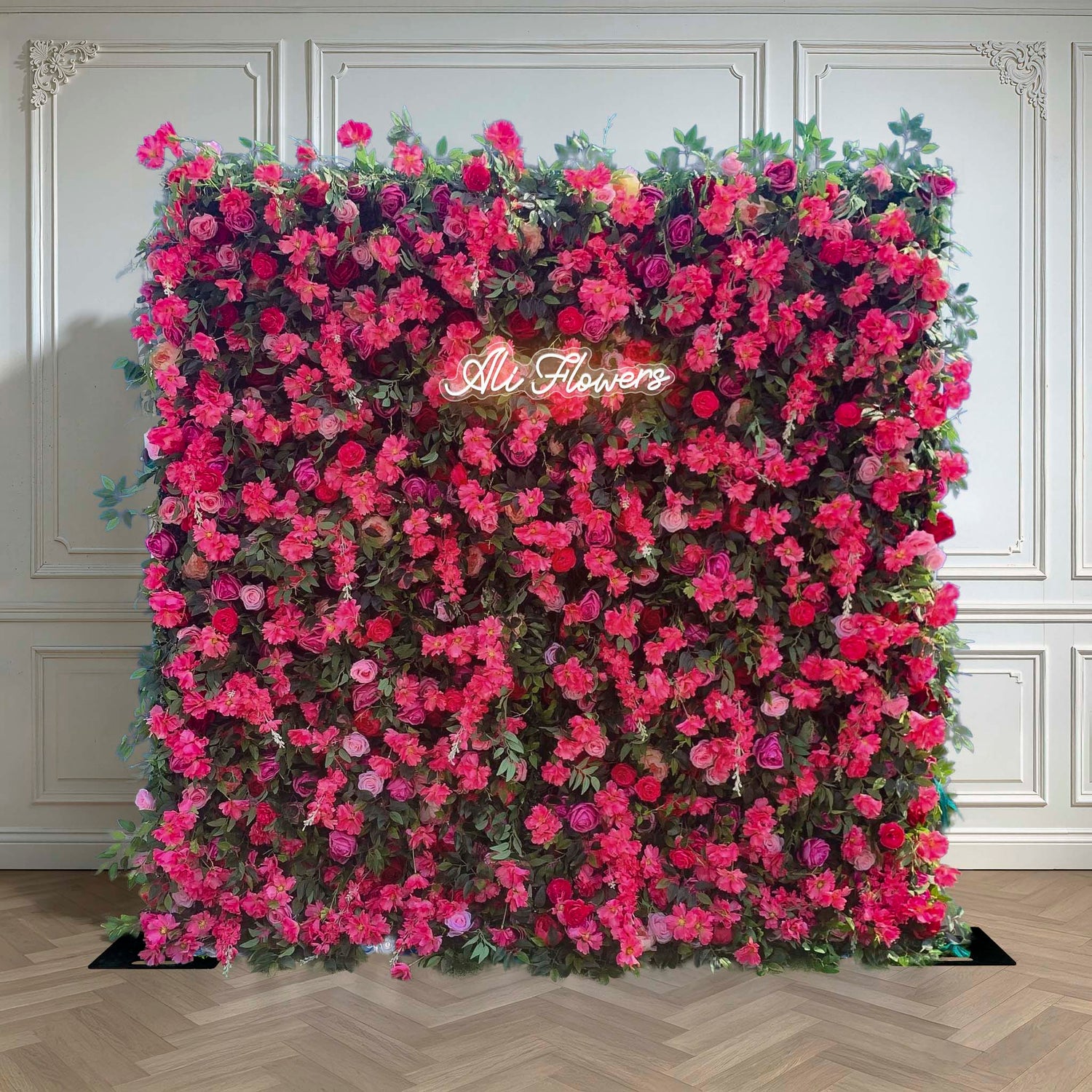 Aliflowers 5D Pink Rose And Green Leaf Floral Roller Blind Flower Wall Decoration ALFWL194 - Ali Flowers