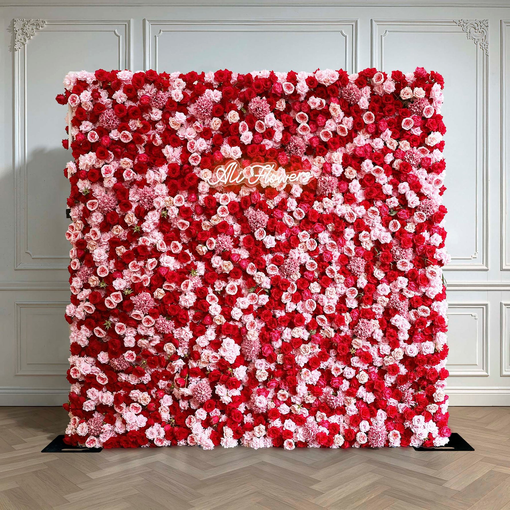 Aliflowers 5D Luxury Red and Pink Silk Rose Wedding Event Decor Backdrop ALFWL202 - Ali Flowers