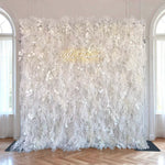 Ali Flowers Wedding Feather Backdrop Decoration 3D Artificial Silk Roll Up Cloth Fabric Net Flower Wall Background Props ALFWL012 - Ali Flowers