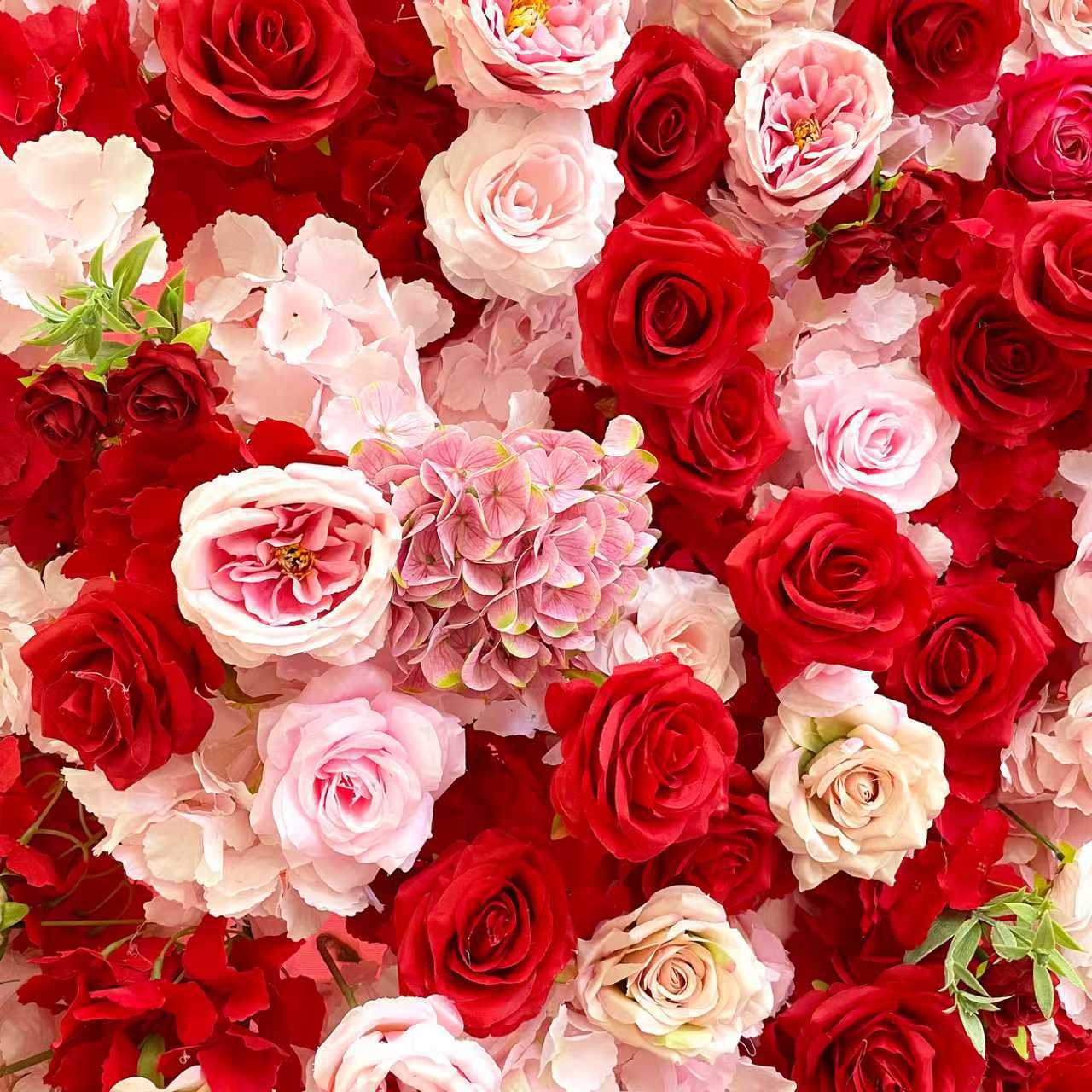 Aliflowers 5D Luxury Red and Pink Silk Rose Wedding Event Decor Backdrop ALFWL202