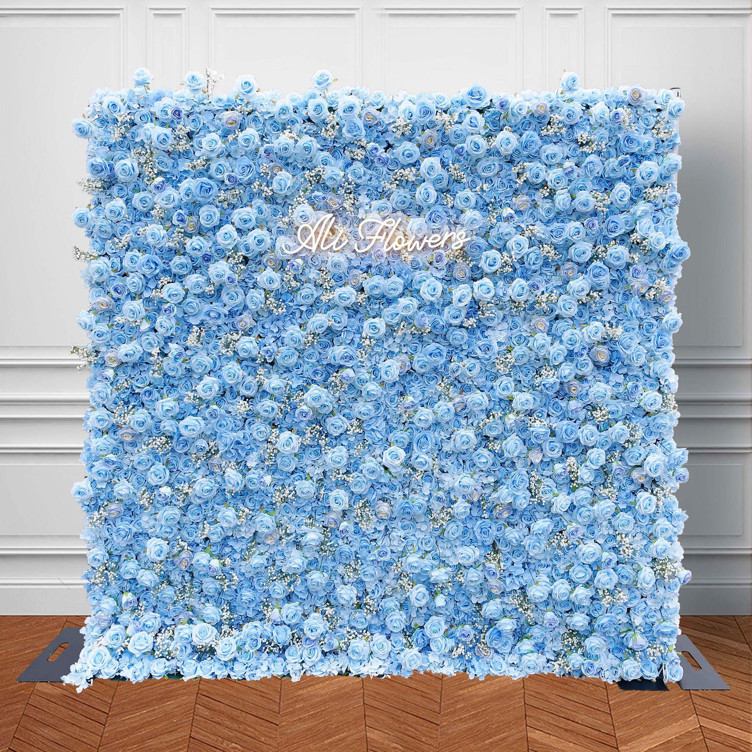 Aliflowers Blue Rose with Baby Breath Artificial Flower Wall Decor ALFWL095 - Ali Flowers