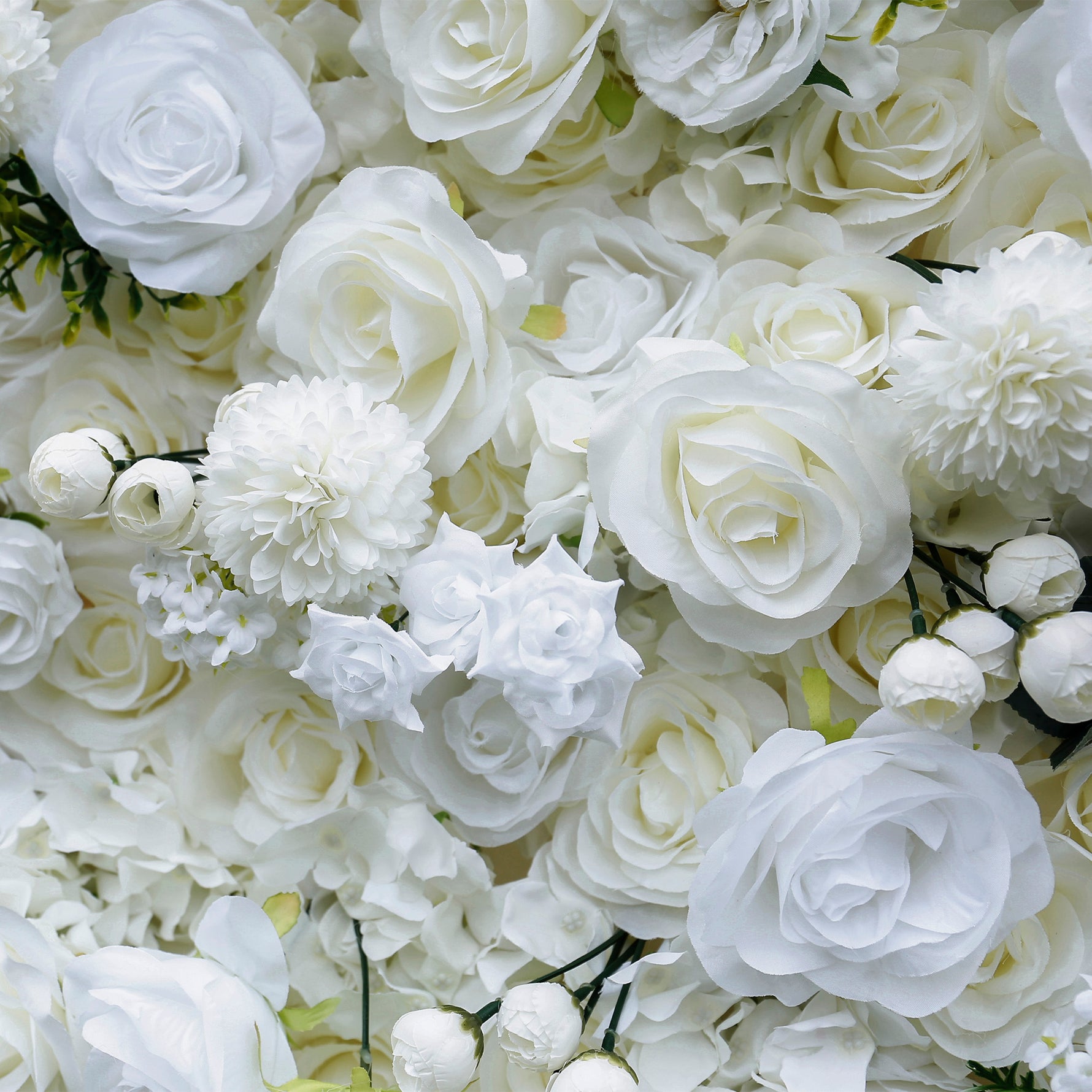 Aliflowers 3d white rose artificial simulation flower background wall for wedding event layout