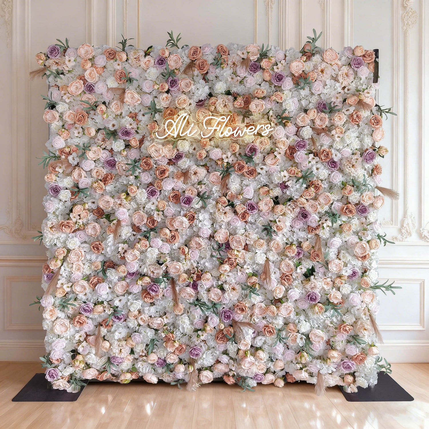 Aliflowers 5D Vintage Rose Gold & Lavender Flower Wall Wedding Party Backdrop