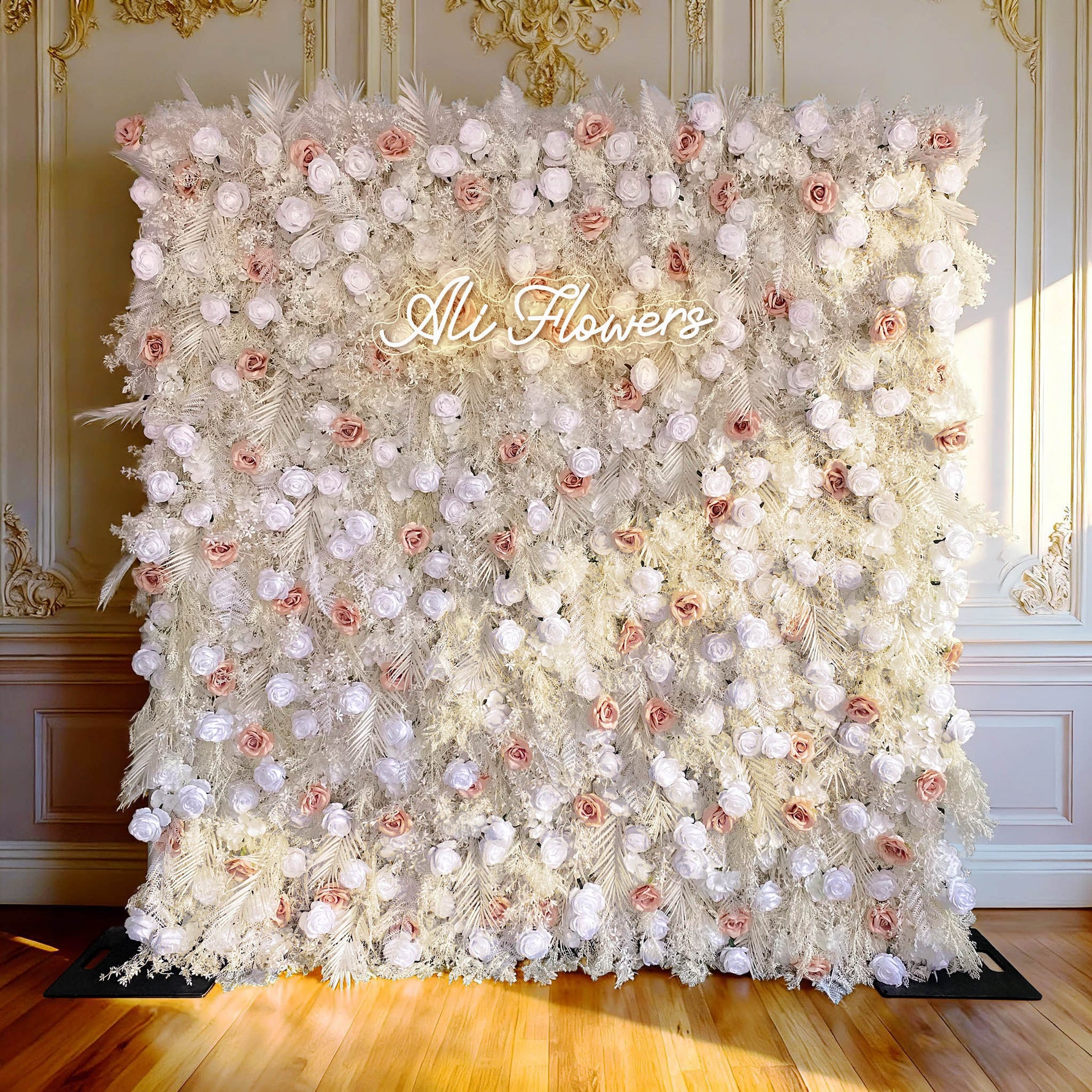 Aliflowers 5D White Pampas Grass Flower Curtain Wall Decoration ALFWL173