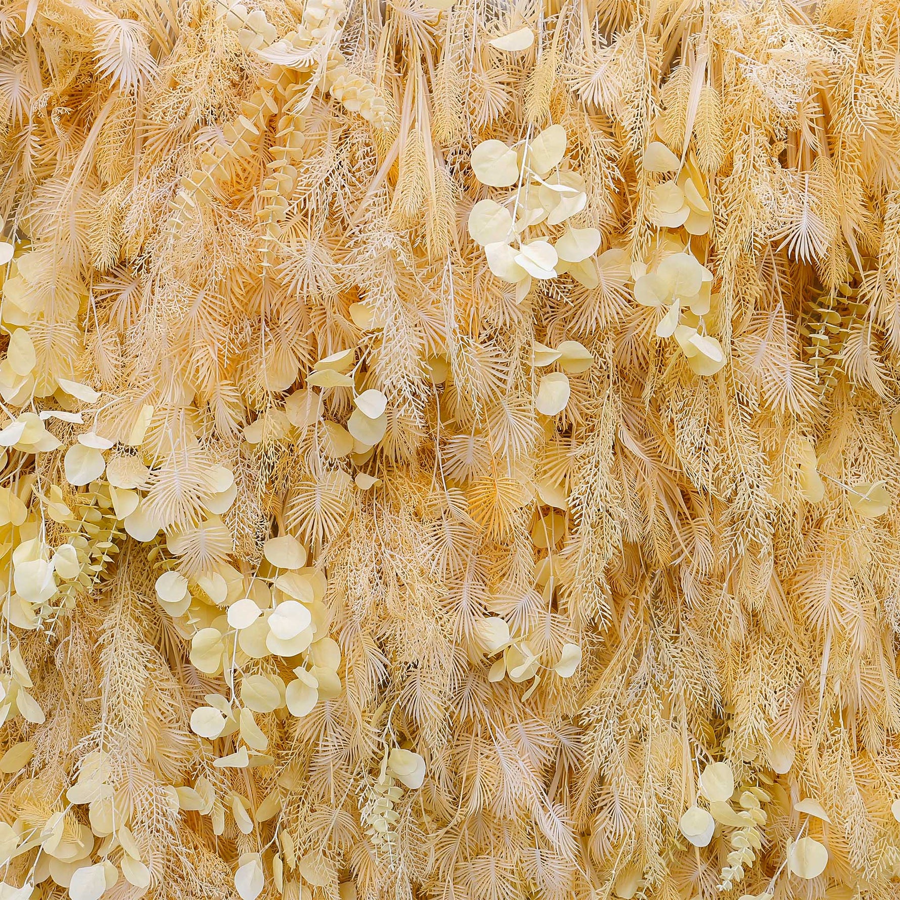 Aliflowers Artificial Handmade Dried Yellow Pampas Grass Wall for Event Party Wedding Backdrop Decor Prop ALFWL134