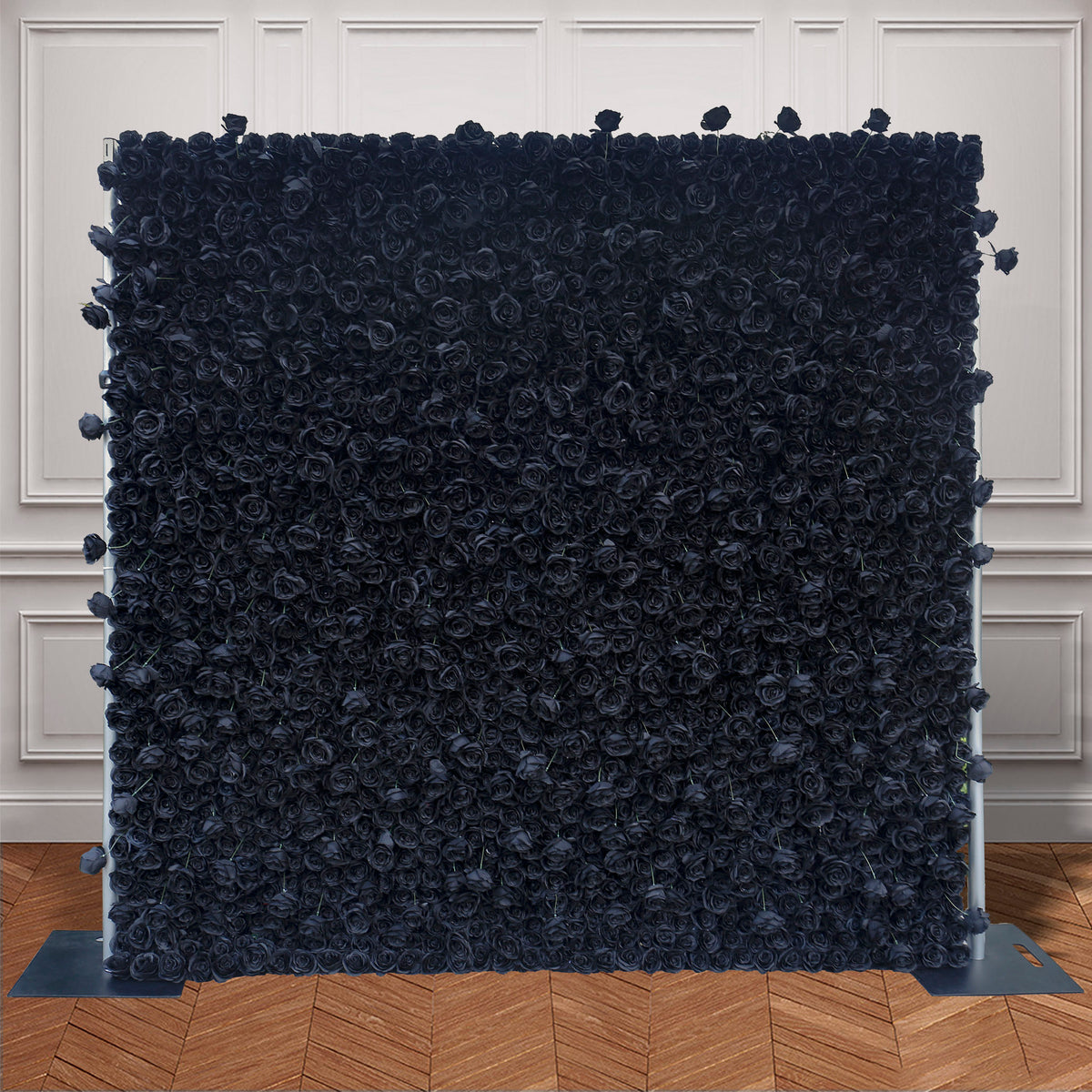 Aliflowers Black Rose Roll up Fabric Artificial Flower Wall ALFWL079 - Ali Flowers