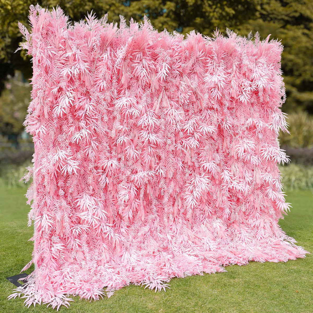 Aliflowers Candy Pink Misty Smog Pampas Flower Wall Artificial Silk Roll Up Cloth Fabric Wedding Backdrop Decoration