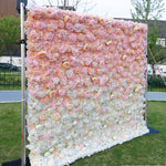 Gradient pink and white artificial flower wall bridal shower decoration photo background