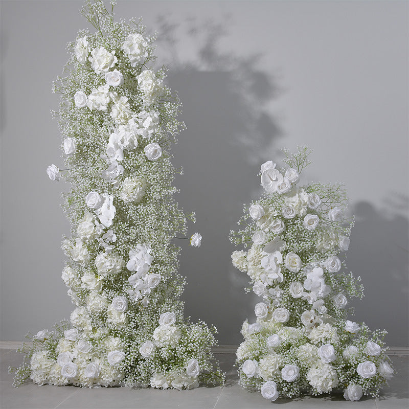 Aliflowers White Baby's Breath Rose Artificial Flower Column KT Background Wedding Decoration ALFKT006
